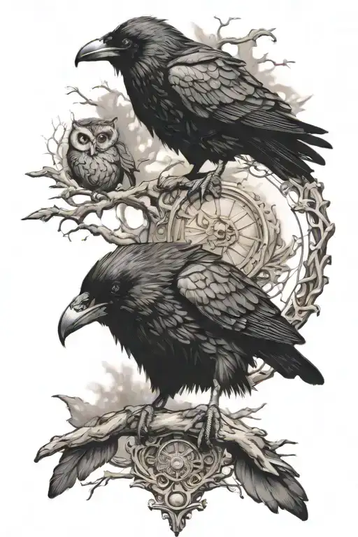 Raven With Owl