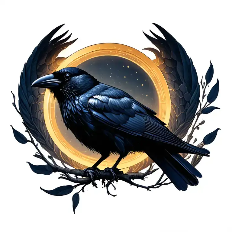 Peaceful Black Crow Halo