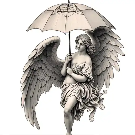 Angel Holding Umbrella