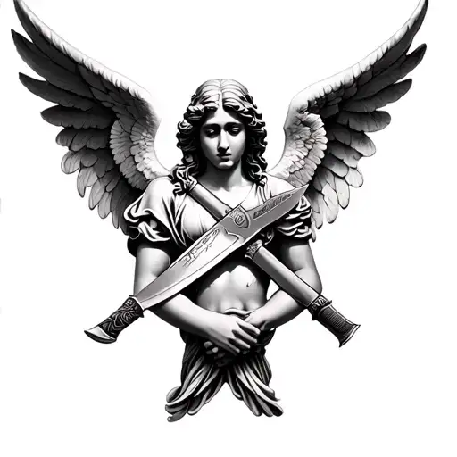 Angel Holding Knife Crossed