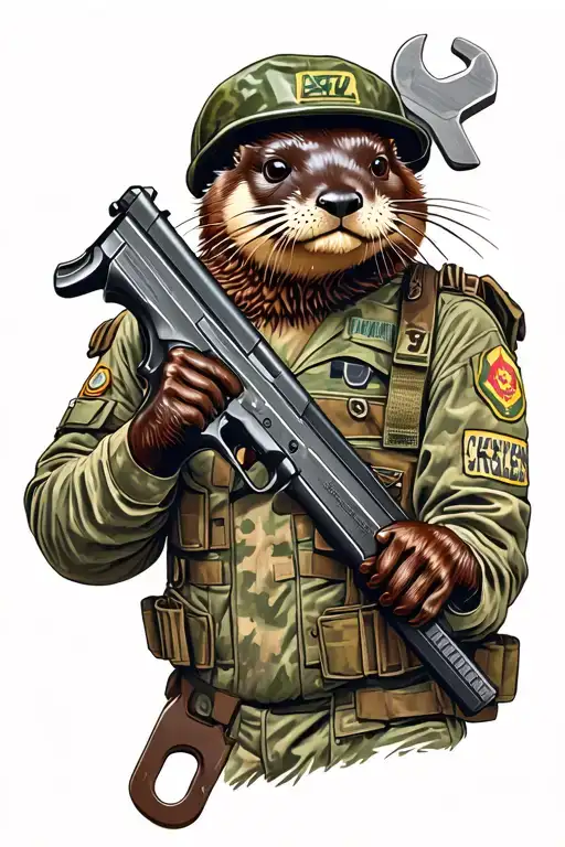 Military Otter Full Gear With Gun A Wrench
