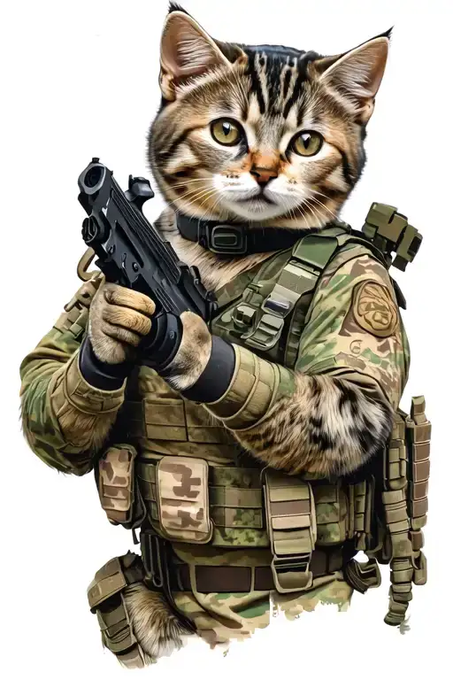 Military Kitty Full Gear With Gun