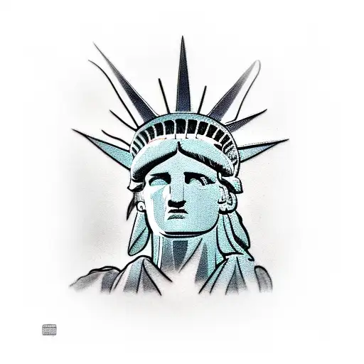 Statue Of Liberty With American Flag Background