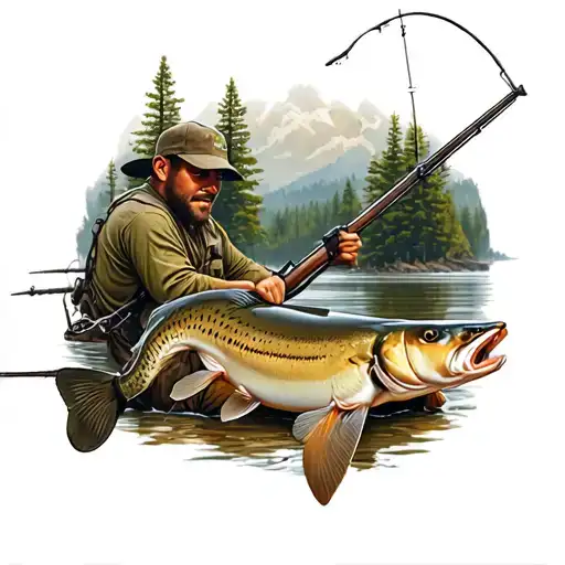 Hunting And Fishing Scene
