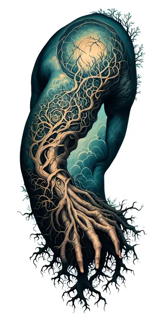 Yggdrasil Intertwined Roots Up The Arm