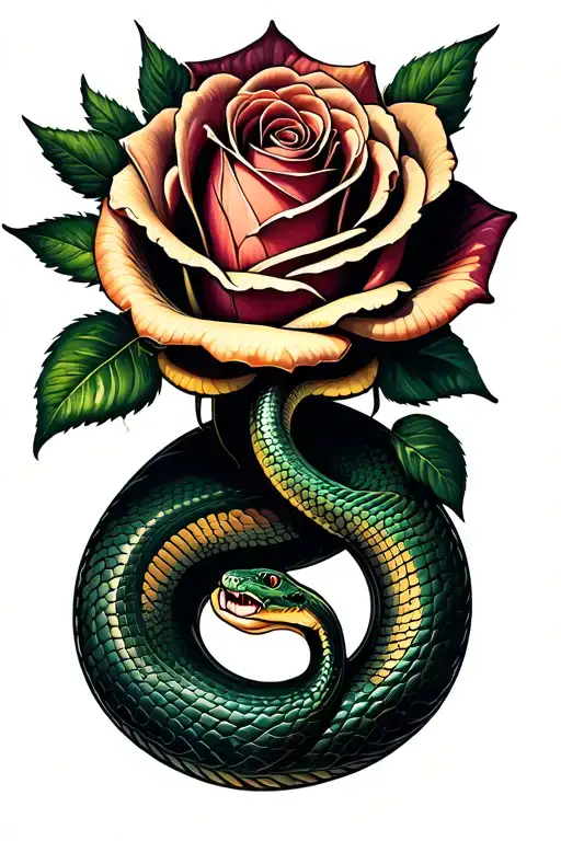 Snake Coming Out Of Rose
