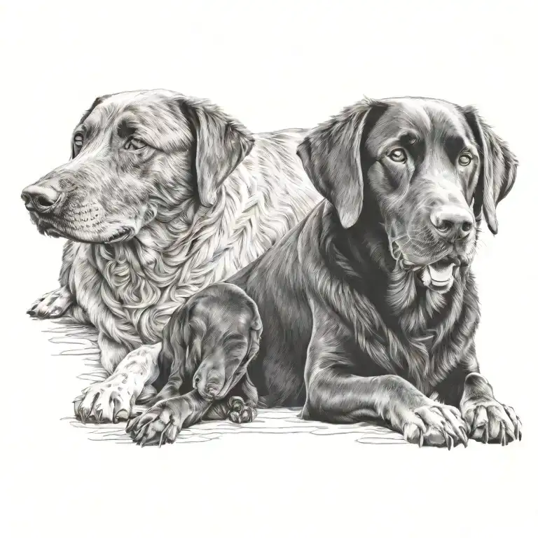 Labrador Playing With Young Spaniel