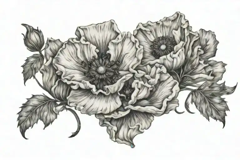 Poppies Taurus Zodiac Sign Combined Together Symbolizing