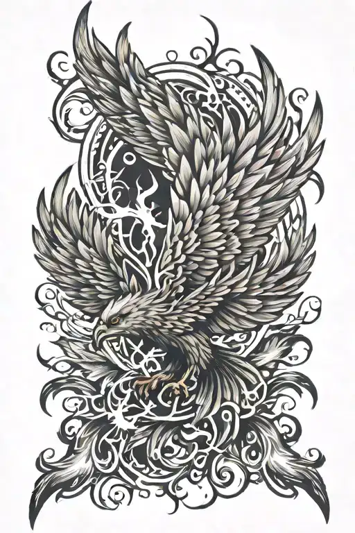 Phoenix Flames With Lightning Arc