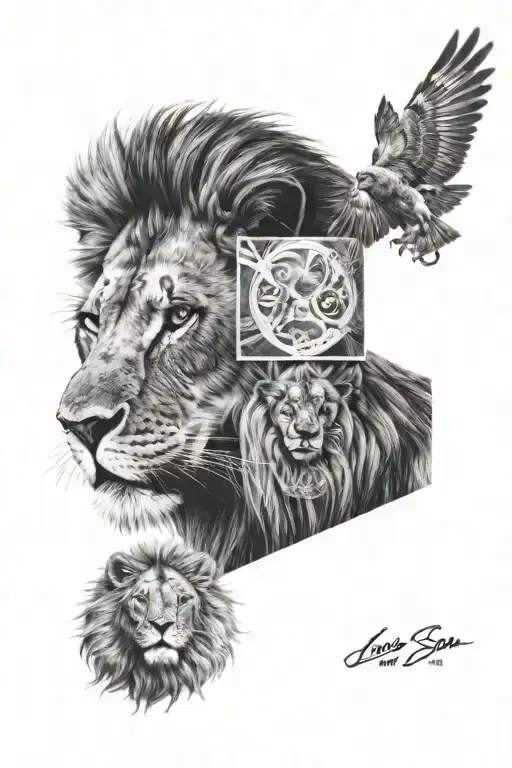 Lion And Son Tattoo Desing Wild All Seeing Eye