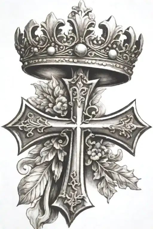 Christian Cross With Crown