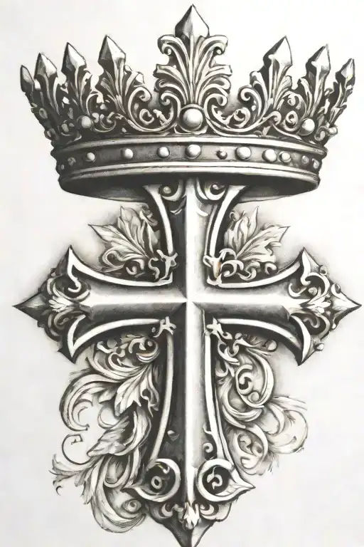 Christian Cross With Crown