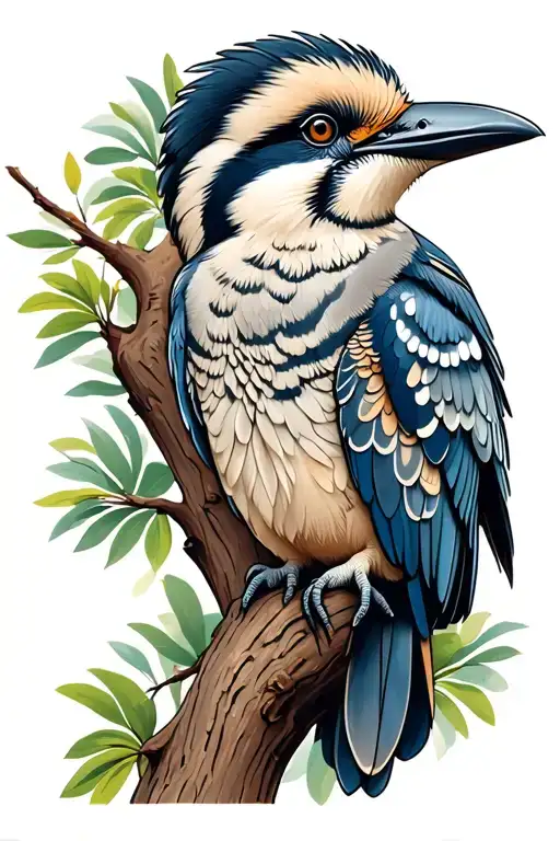 Aboriginal Art Inspired Kookaburra Sitting In A Tree