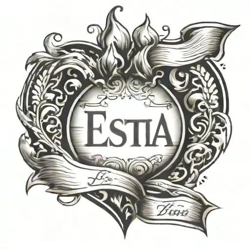 A Minimalist Design Of A Hearth With The Word Estia Incorporated Into It