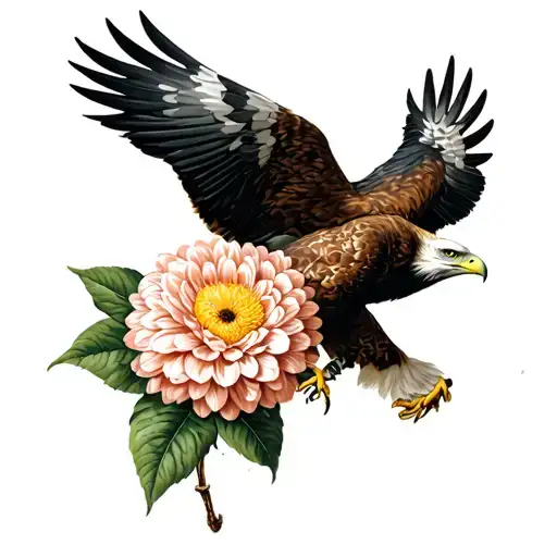 Eagle Holding Chrysanthemum