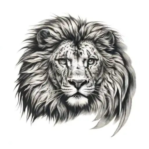 Eyes Of An Eagle Looking To The Eyes Of A Lion In A Square