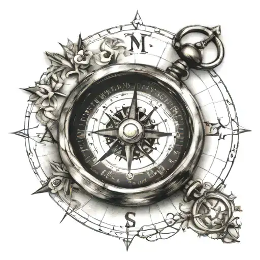 Compass With The Initials Of My Family Of 4