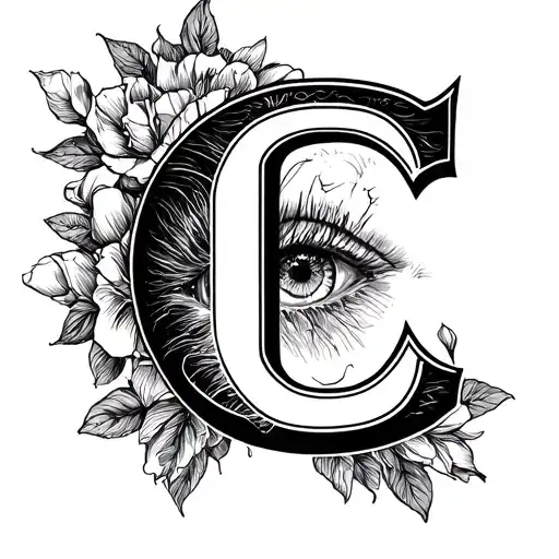 Initial C In A Sketch Style Portrait