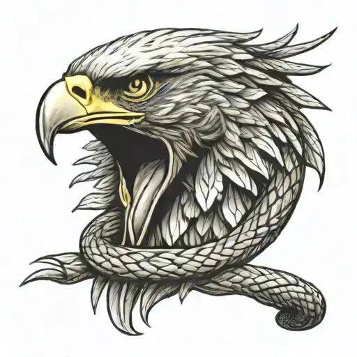 Mexican Eagle Biting Snake Wrapped