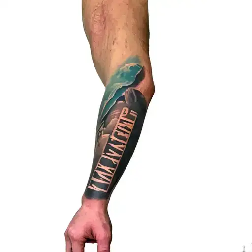 A Man's Forearm With The Word Risk Taker On It
