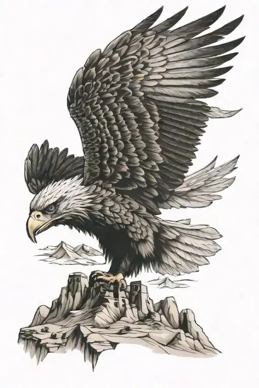 Alamut Castle And Eagle Flies Above It