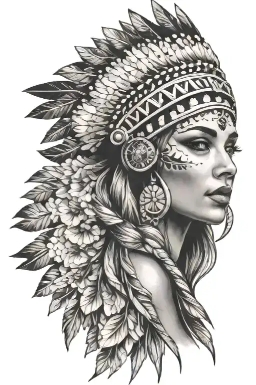 Beautiful Woman Wearing Headdress