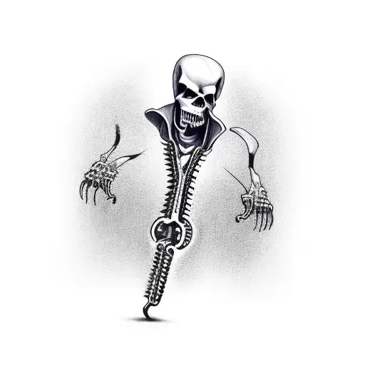 Zipper With Grim Reaper Coming Thru