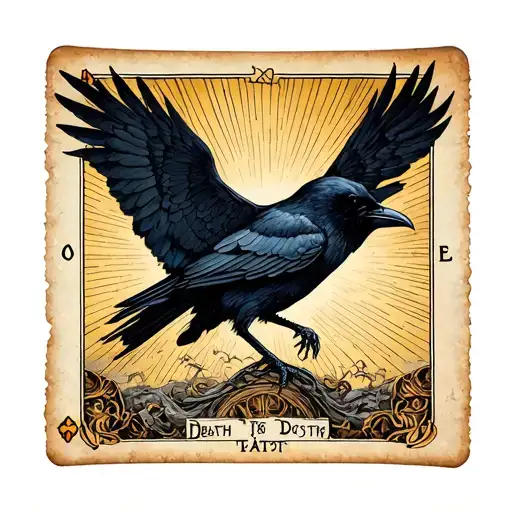 Death Tarot Card Featuring Raven