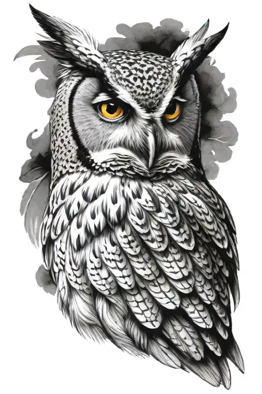 Owl Side View Wings In Front Of Face