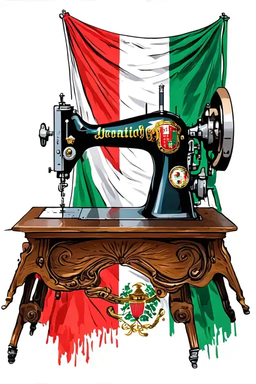 Sewing Machine And Italian Flag Incorporated
