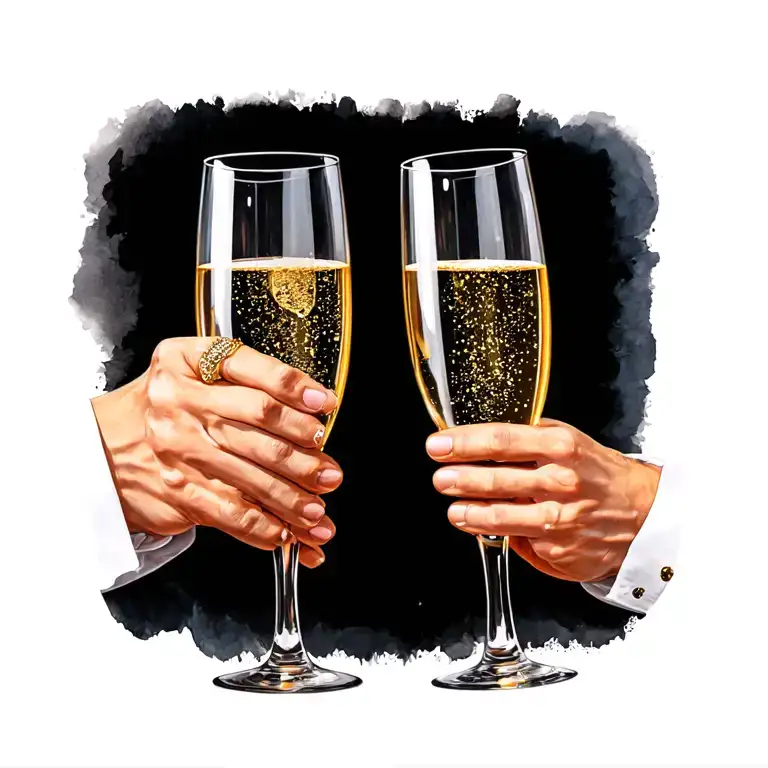 2 Champagne Glasses Clinking Together