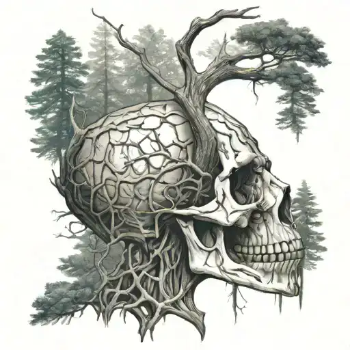 Wendigo Skull Forest Trees Background Looking Forward
