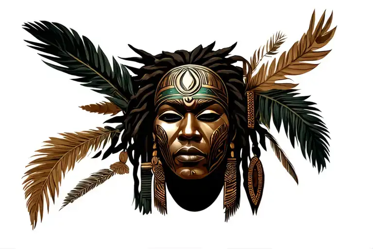 African Warrior Mask Surrounded