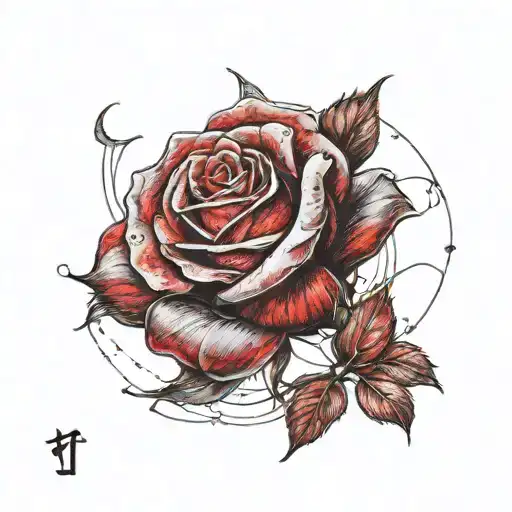 Rose With Gemini Zodiac Sign Intertwined