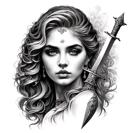 Lady Face With Dagger