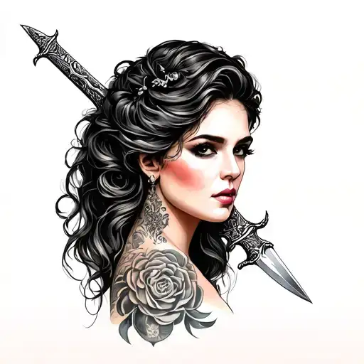 Lady Face With Dagger