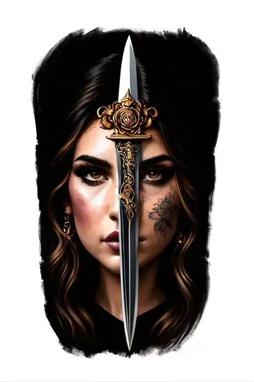 Lady Face With Dagger