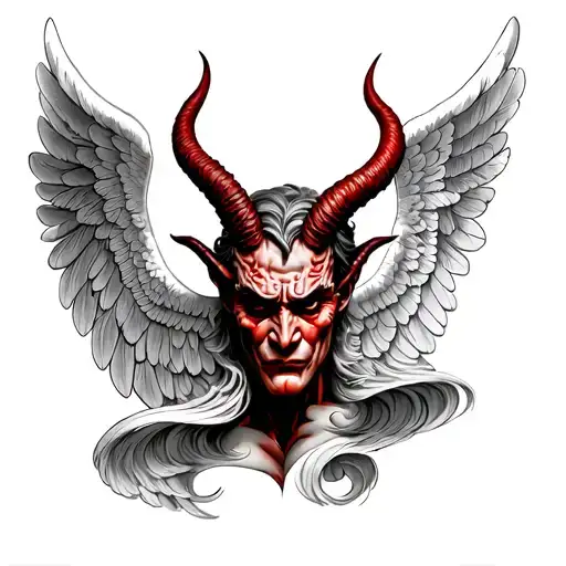 Devil Head With Angel Wings