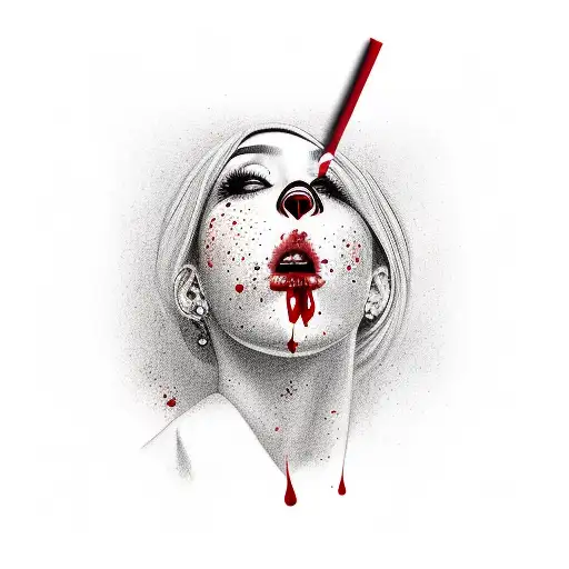 Girls Sniffing Coke Line With Blood In Her Nose