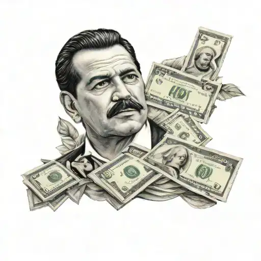 Escobar Name With Roses And Money In The Background