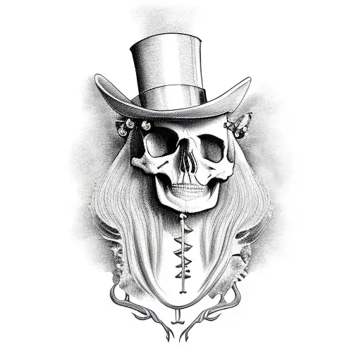 Raven With Top Hat On Skull