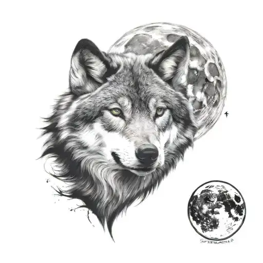 Happy Face Of A Wolf Under The Moon