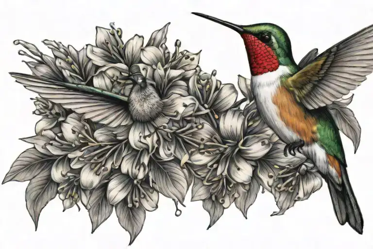 Honey Suckle Humming Bird Honey Bee