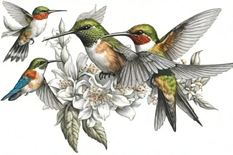 Honey Suckle Humming Bird Honey Bee