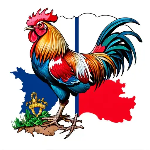 Rooster In France Flag Landscape