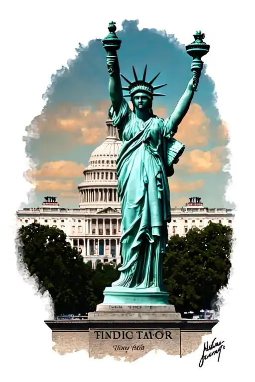 Statue Of Freedom With Capitol Building In Background