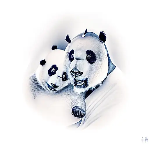 Father Panda With Daughter