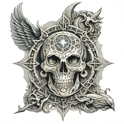 A Design Representing The Inevitability Of Death Through Kaal Chakra