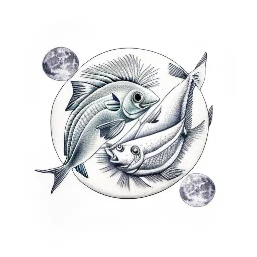 2 Fishes And Moon