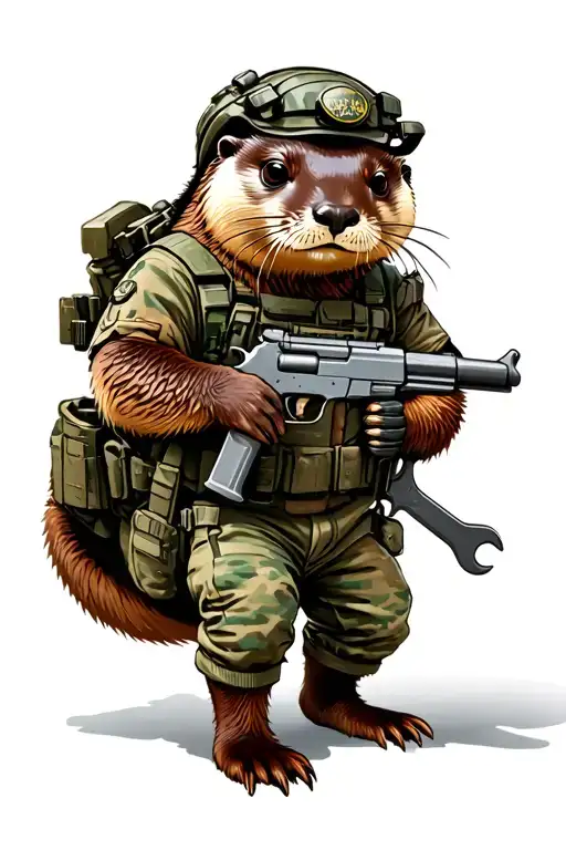 Military Otter Full Gear With Gun A Wrench